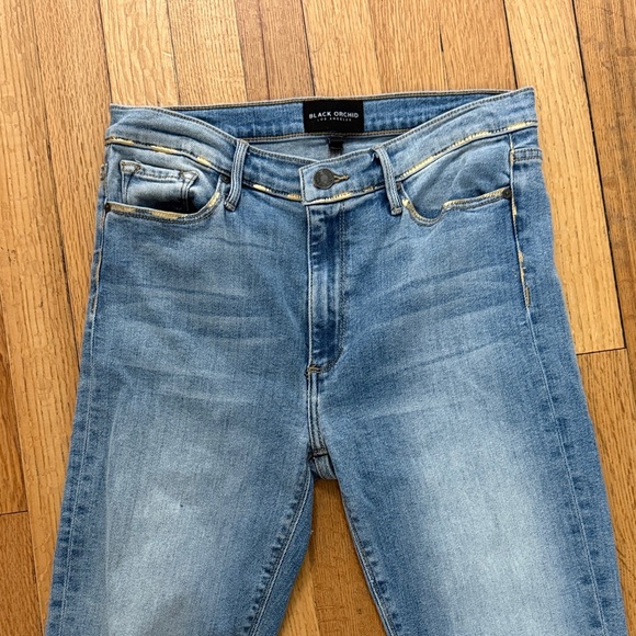 Black Orchid Women’s Gold Foil Light Wash Gisele High Rise Super Skinny Jeans - Picture 3 of 9